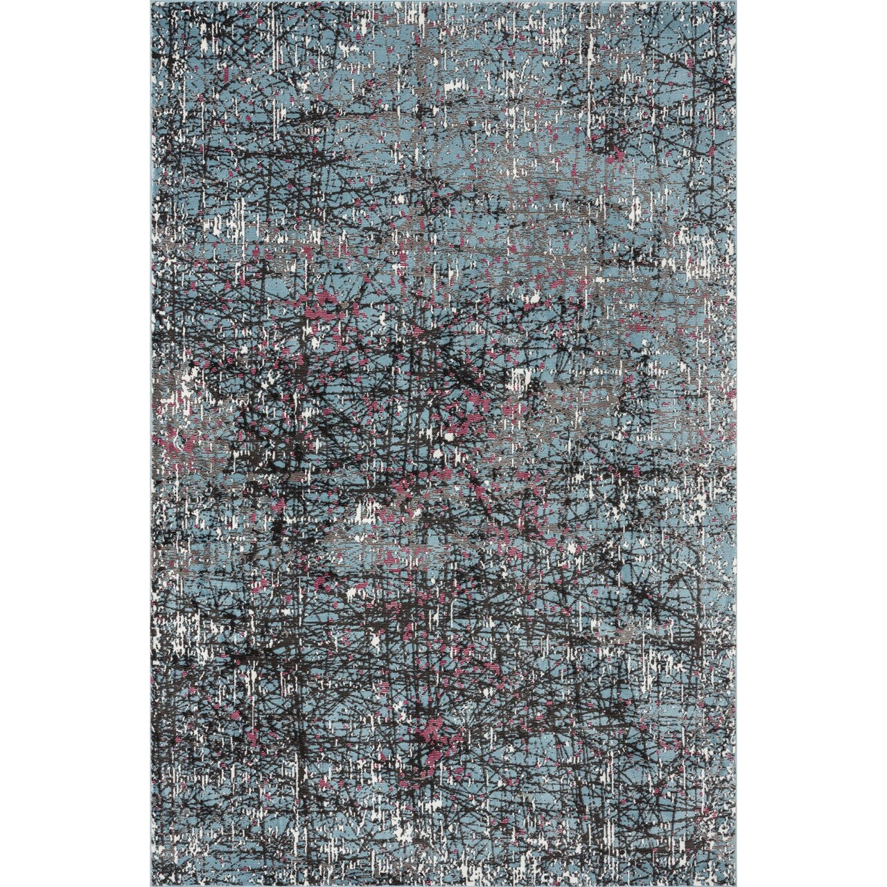 Laddha Home Designs 7.5' x 9.5' Blue and Silver Abstract Rectangular Area Throw Rug